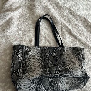 Grey snakeskin tote